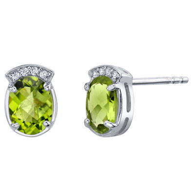 Peridot Sterling Silver Aura Stud Earrings 2.50 Carats Total