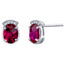 Created Ruby Sterling Silver Aura Stud Earrings 3.00 Carats Total
