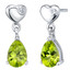 Peridot Sterling Silver Heart Dangle Drop Earrings 1.25 Carats Total