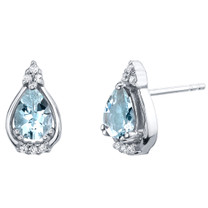 Aquamarine Sterling Silver Empress Stud Earrings 1.00 Carat Total