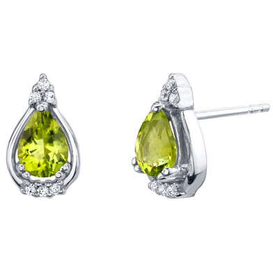 Peridot Sterling Silver Empress Stud Earrings 1.25 Carats Total