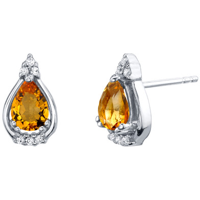 Citrine Sterling Silver Empress Stud Earrings 1.00 Carat Total