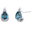 London Blue Topaz Sterling Silver Empress Stud Earrings 1.50 Carats Total