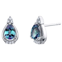 Simulated Alexandrite Sterling Silver Empress Stud Earrings 1.75 Carats Total