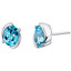 Swiss Blue Topaz Sterling Silver Bezel Stud Earrings 3.00 Carats Total Swiss Blue Topaz Sterling Silver Bezel Stud Earrings 3.00 Carats Total