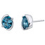 London Blue Topaz Sterling Silver Bezel Stud Earrings 3.00 Carats Total