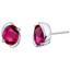 Created Ruby Sterling Silver Bezel Stud Earrings 3.50 Carats Total