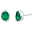 Simulated Emerald Sterling Silver Bezel Stud Earrings 2.00 Carats Total