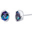 Simulated Alexandrite Sterling Silver Bezel Stud Earrings 3.50 Carats Total