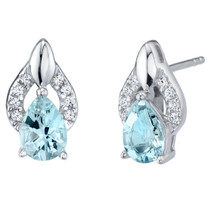 Aquamarine Sterling Silver Finesse Stud Earrings 1.00 Carat Total