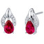 Created Ruby Sterling Silver Finesse Stud Earrings 2.00 Carats Total