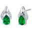 Simulated Emerald Sterling Silver Finesse Stud Earrings 1.00 Carat Total