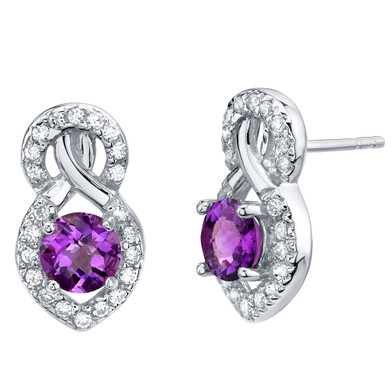 Amethyst Sterling Silver Crossover Stud Earrings 1.50 Carats Total
