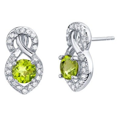 Peridot Sterling Silver Crossover Stud Earrings 1.75 Carats Total