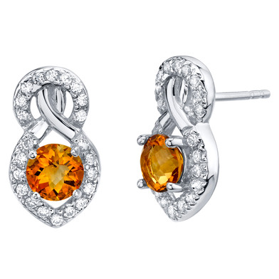 Citrine Sterling Silver Crossover Stud Earrings 1.50 Carats Total