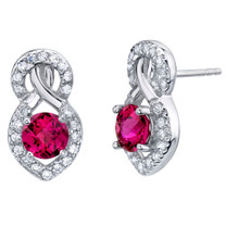 Created Ruby Sterling Silver Crossover Stud Earrings 2.00 Carats Total