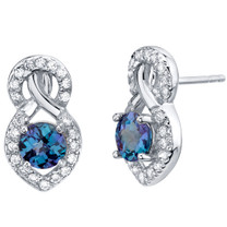 Simulated Alexandrite Sterling Silver Crossover Stud Earrings 2.25 Carats Total