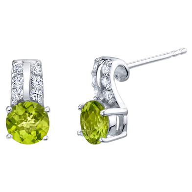 Peridot Sterling Silver Arc Stud Earrings 1.75 Carats Total
