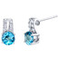 Swiss Blue Topaz Sterling Silver Arc Stud Earrings 2.00 Carats Total