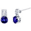 Created Blue Sapphire Sterling Silver Arc Stud Earrings 2.00 Carats Total