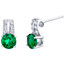 Simulated Emerald Sterling Silver Arc Stud Earrings 1.50 Carats Total