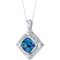 Simulated Alexandrite Sterling Silver Artire Medallion Pendant Necklace 6.00 Carats