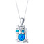 Sterling Silver Mini Owl Created Blue Opal Pendant Necklace
