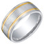 Mens Two-Tone Sterling Silver Wedding Ring Band in Brushed Matte 8mm Comfort Fit Sizes 8 to 14