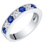 Sterling Silver Created Blue Sapphire Milgrain Half Eternity Ring Band
