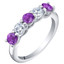 Sterling Silver Amethyst Five-Stone Trellis Ring Band