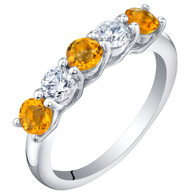 Sterling Silver Citrine Five-Stone Trellis Ring Band
