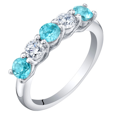 Sterling Silver Swiss Blue Topaz Five-Stone Trellis Ring Band