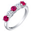 Sterling Silver Created Ruby Five-Stone Trellis Ring Band