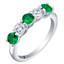 Sterling Silver Simulated Emerald Five-Stone Trellis Ring Band