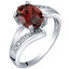 14K White Gold Genuine Garnet and Diamond Solitaire Bypass Oval Ring 1.50 Carats