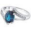 14K White Gold Created Alexandrite and Diamond Solitaire Bypass Oval Ring 1.50 Carats