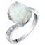 14K Gold Created Opal and Diamond Solitaire Ring 1.25 Carats Oval Shape