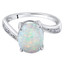 14K Gold Created Opal and Diamond Solitaire Ring 1.25 Carats Oval Shape