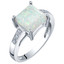 14K Gold Created Opal and Diamond Princess Cut Solitaire Ring 1 Carat