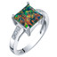 14K White Gold Created Black Opal and Diamond Princess Cut Solitaire Ring 1 Carat