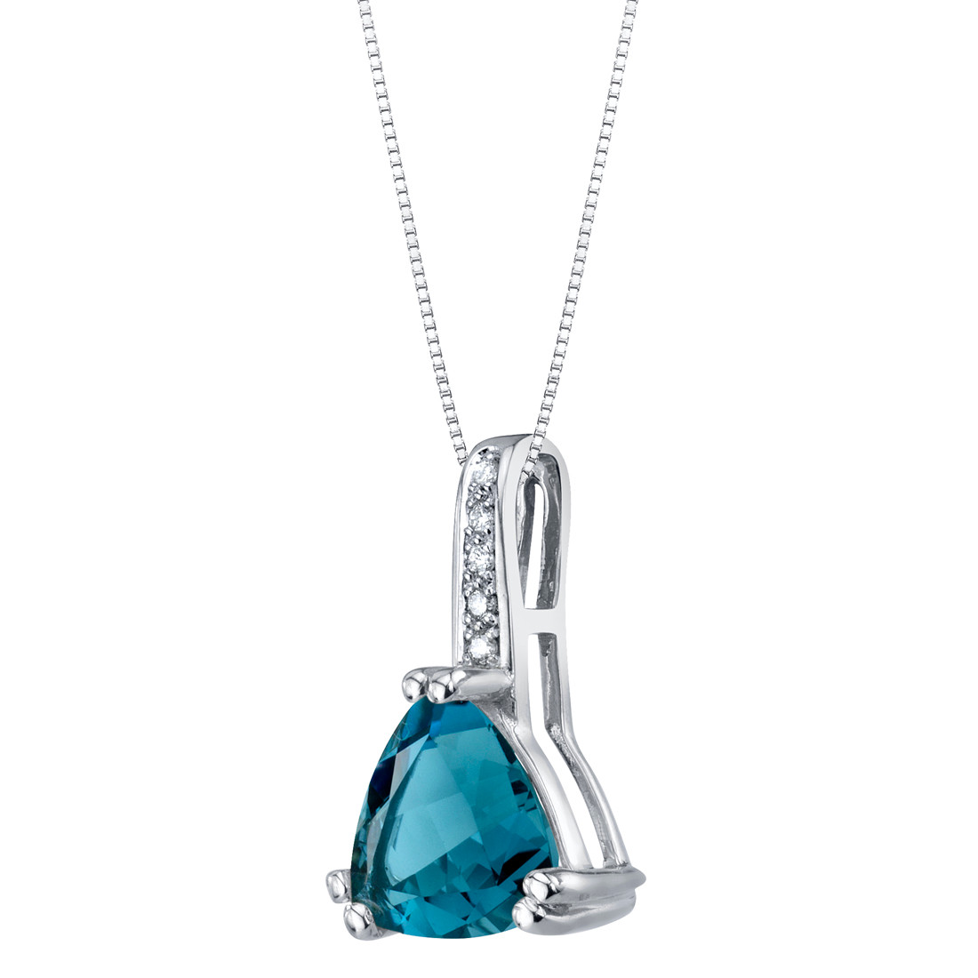 Sterling Silver 14K Trillion Blue Topaz Diamond Accent hotsell Pendant