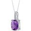 14K White Gold Genuine Amethyst and Diamond Cushion Cut Cosmo Pendant 2.50 Carats