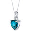 14K White Gold Genuine London Blue Topaz and Diamond Heart Pendant 2 Carats