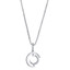 Sterling Silver Simulated Diamonds Double Crescent Pendant Necklace