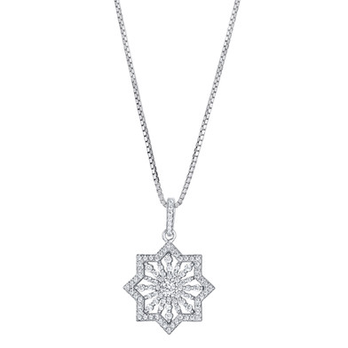 Sterling Silver Simulated Diamonds Astral Pendant Necklace