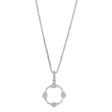 Sterling Silver Simulated Diamonds Confetti Pendant Necklace