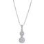 Sterling Silver Simulated Diamonds Double Drop Pendant Necklace