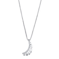 Sterling Silver Simulated Diamonds Feather Pendant Necklace