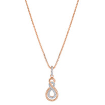Sterling Silver Simulated Diamonds Infinity Rose Tone Pendant Necklace