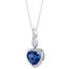 14K White Gold Created Sapphire and Lab Grown Diamond Pendant 5.36 carats total Heart Shape